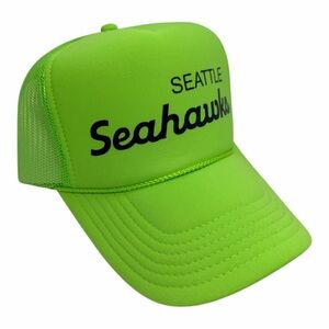 NEW VINTAGE STYLE SEATTLE SEAHAWKS NEON GREEN 
BLUE TRUCKER HAT CAP ADU…